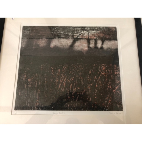 1633 - Three frames of prints to include: Sallie Taylor (local, Cheltenham artist) 'North Sea', artist's pr... 