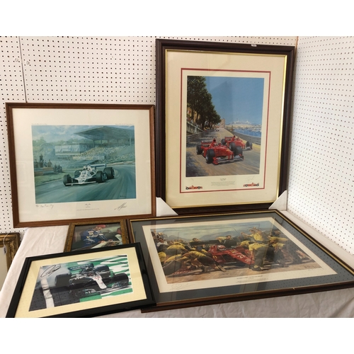 1634 - Five Formula 1 Racing prints to include: Alan Fearnley - two prints: 'Alan Jones' limited edition si... 