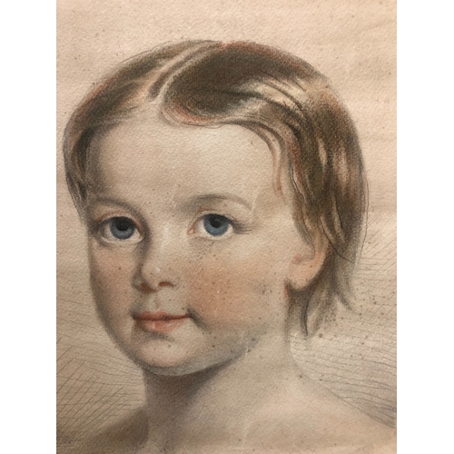 1642 - 19th Century School - A half-length portrait of a young child, unsigned, pencil and pastel on paper,... 