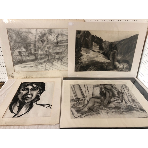 1643 - Alan Thornhill (1921-2020) - Four charcoal drawings to include: Quarter Portrait of a Woman, charcoa... 