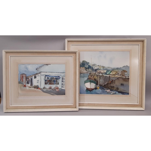 1575A - Margaret Morcom (British, 20th-21st Century) - Two watercolours of Cornish coastal scenes, titled: '... 