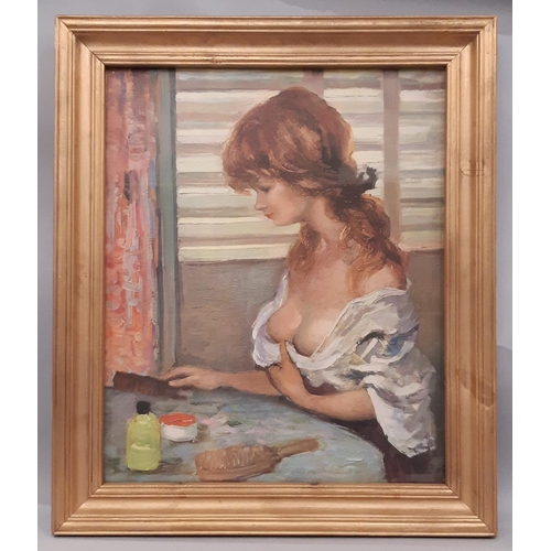 1630 - After Marcel Dyf (French, 1899-1985) - 'Reverie', vintage colour print, 50 x 60 cm, glazed in gilt p... 