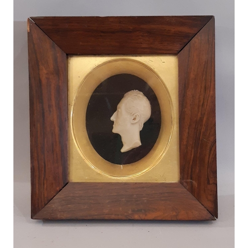 1628 - A 19th century wax portrait bust of John Atkinson Ransome (1779 - 1837) in profile, Ransome was seni... 