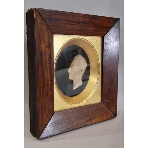 1628 - A 19th century wax portrait bust of John Atkinson Ransome (1779 - 1837) in profile, Ransome was seni... 