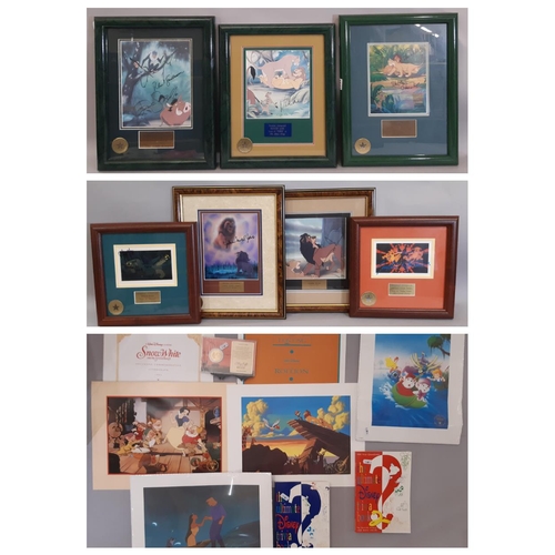 1647 - Disney and The Lion King Related Interest - A collection of eight framed Disney original autographs,... 