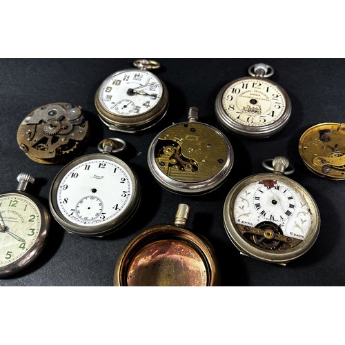 440A - A large collection of Swiss and other wristwatch elements to include dials, cases and backs, fob / p... 