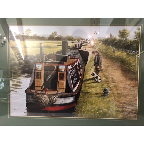 1662 - After Alan Firth - Five photograph prints of paintings of canal boats, all signed in print, varying ... 