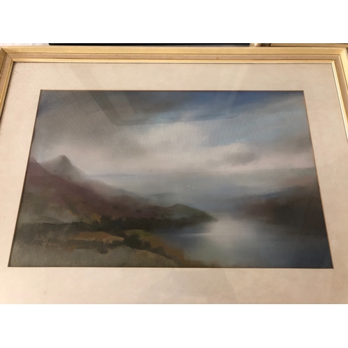 1668 - Four artworks to include: Judy Hann - two pastel landscapes, signed below and titled: 'Loch Leven' a... 