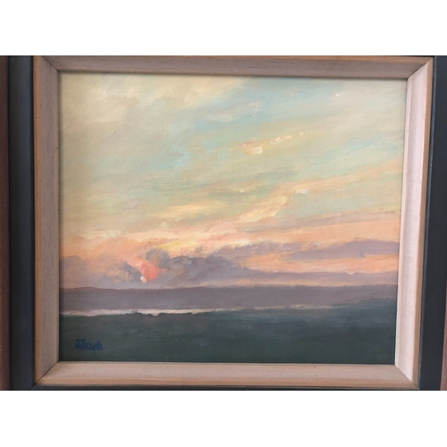 1669 - Roy Hewish (Local Artist, b.1929) - Three landscape paintings to include: Sunset view, 25 x 21 cm, i... 