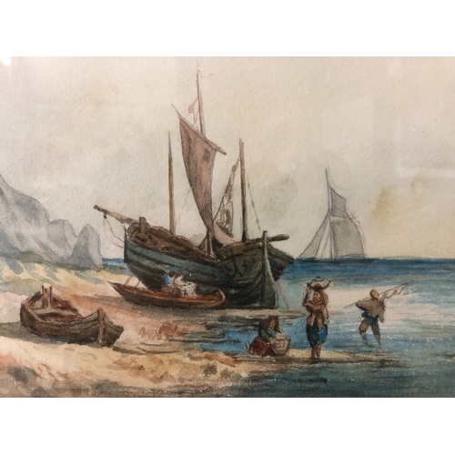 1670 - Two coastal watercolours to include: Samuel Phillips Jackson (1830-1904) - Sailing vessels on the sh... 