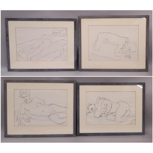 1707 - Ian Rank-Broadley (British, b.1952) - Four male nude life drawings (1994), probably from the same si... 