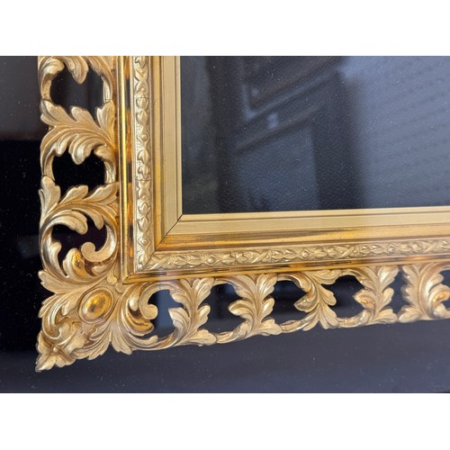 1655 - A pair of ornate pierced gilt frames with scrolling leaf decorations, housed in shadow box frames, B... 