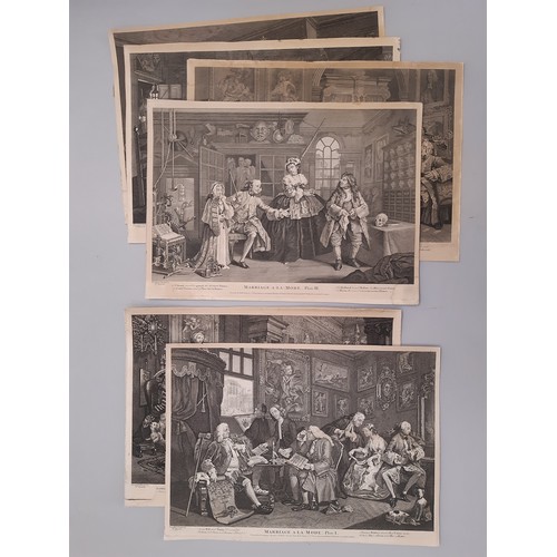 1645 - A group of engravings and signed prints, to include: After William Hogarth - 'Marriage A-La-Mode': t... 