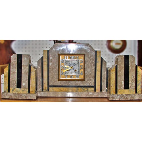 449A - A continental polished marble mantle clock garniture (3)