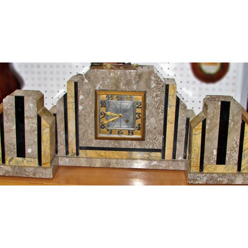 449A - A continental polished marble mantle clock garniture (3)