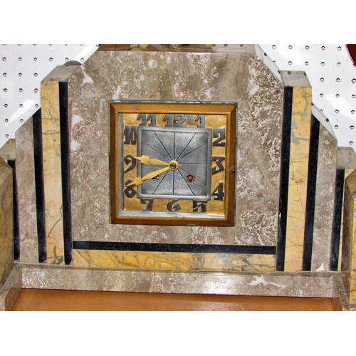 449A - A continental polished marble mantle clock garniture (3)