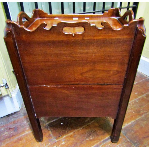 1372 - A Georgian mahogany tray top commode, enclosed by two doors on moulded supports, 56cm wide x 48cm de... 