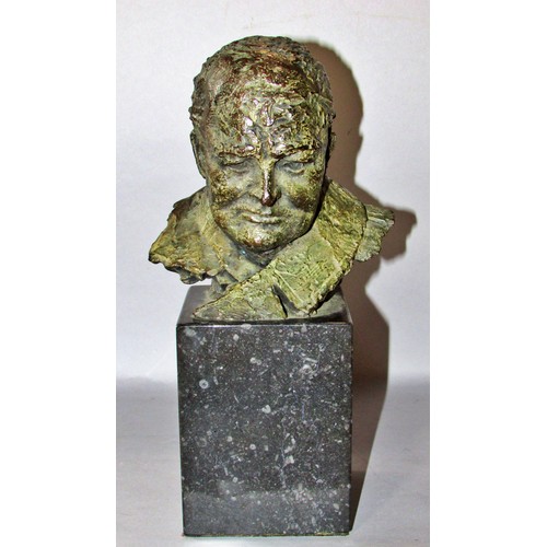 512 - Hamish Mackie (British, b.1973) Sir Winston Churchill, bronze sculpture bust on marble base, signed ... 