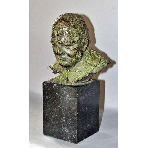 512 - Hamish Mackie (British, b.1973) Sir Winston Churchill, bronze sculpture bust on marble base, signed ... 