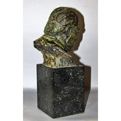 512 - Hamish Mackie (British, b.1973) Sir Winston Churchill, bronze sculpture bust on marble base, signed ... 