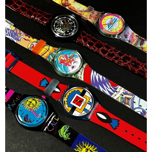 440 - A collection of 23 boxed Swatch Watches, to include examples in the Pop and Chrono series, other nov... 