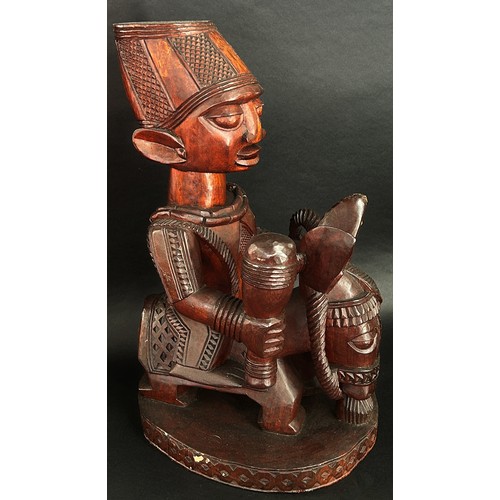 1742 - Attributed to the Fakeye group, a large Yoruba / Nigerian carved hardwood figure group, in the form ... 