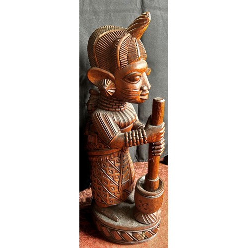 1731 - Akinlabi (Akin) Fakeye (Nigerian, Yoruba b.1936) A good associated pair of figure carvings, one an O... 