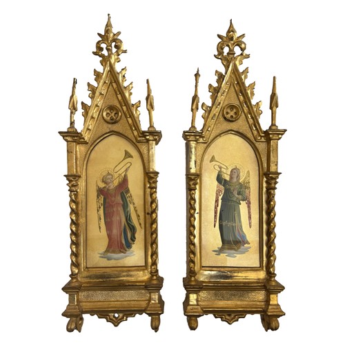 1653 - Style of Fra Angelico (Italian, 1395-1455) - A pair of Florentine paintings depicting two heralding ... 