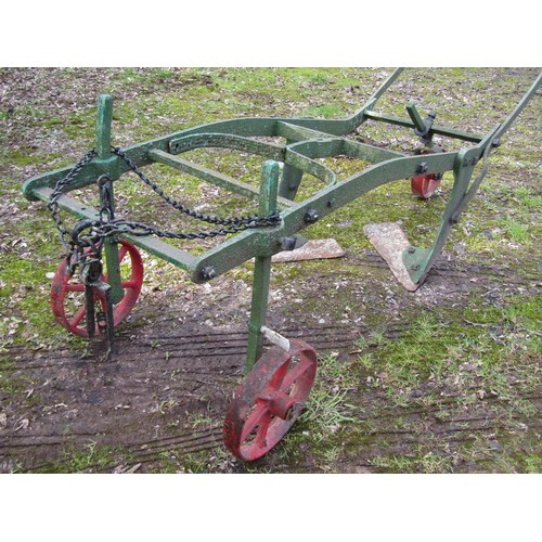 3 - A three wheeled walk behind horse drawn plough 295 cm long