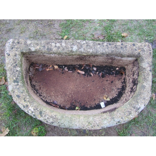 106 - A good weathered cast composition stone trough with D end, 75cm x 45cm x 25cm