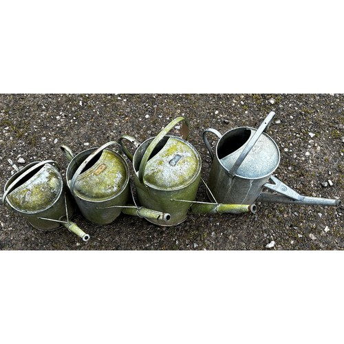 62A - Four varying vintage galvanised watering cans (4)