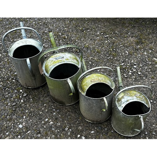 62A - Four varying vintage galvanised watering cans (4)