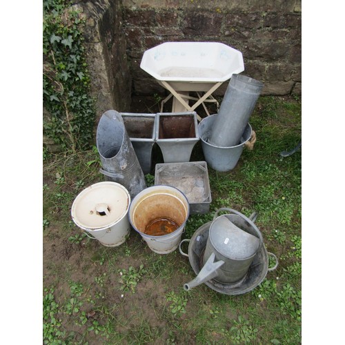 296 - One lot of miscellaneous galvanised  ware including slop buckets, watering can, coal hod and various... 