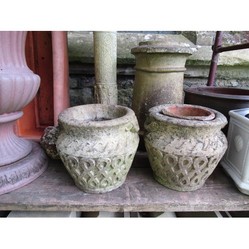 223 - A mixed collection of planters and decorative effects to include a simulated Campana urn, moulded si... 