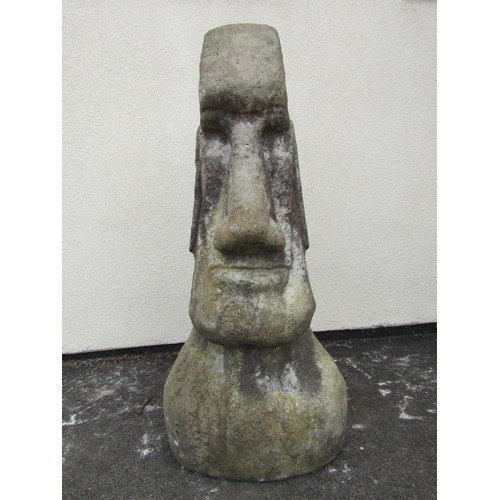 An unusually large weathered  Easter Island head, 120 cm high