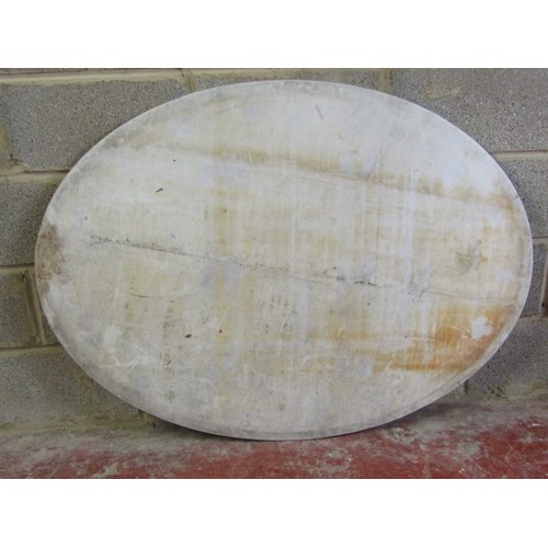 514 - An oval white marble table top with moulded outline, 94 cm x 126 cm