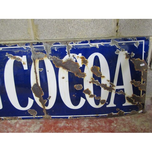 523 - An old rectangular enamel sign advertising Fry's Pure Concentrated Cocoa 51 cm x 230 cm approximatel... 