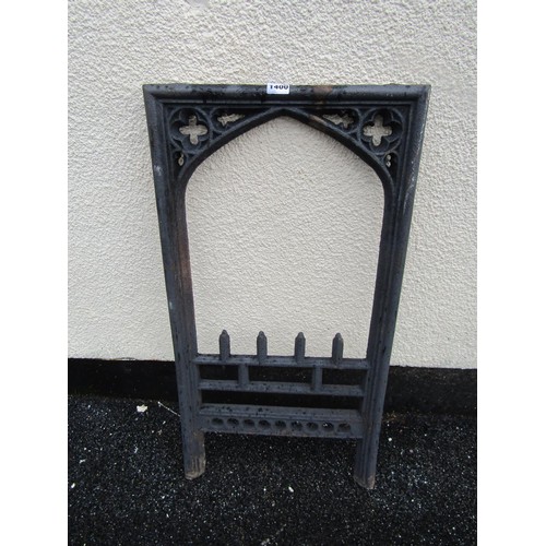 532 - A matched set of four gothic 19th century cast iron fire place surrounds, each measuring 84 x 39