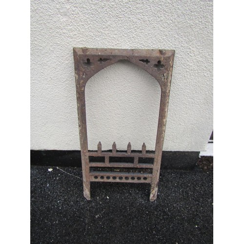 532 - A matched set of four gothic 19th century cast iron fire place surrounds, each measuring 84 x 39