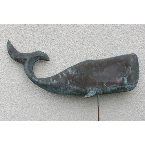 515 - An unusual decorative weathervane in the form of a stylised blue whale, above spinning directional m... 