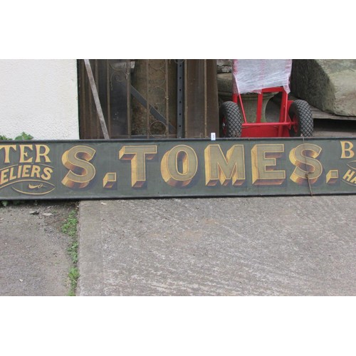 522 - A large and impressive Edwardian advertising board with original painted and gilt finish ‘S. Tomes, ... 