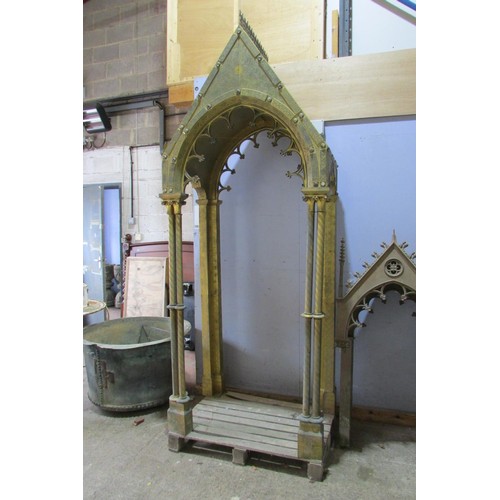 559 - A monumental and impressive 19th century continental gothic brass ecclesiastical tabernacle type scu... 