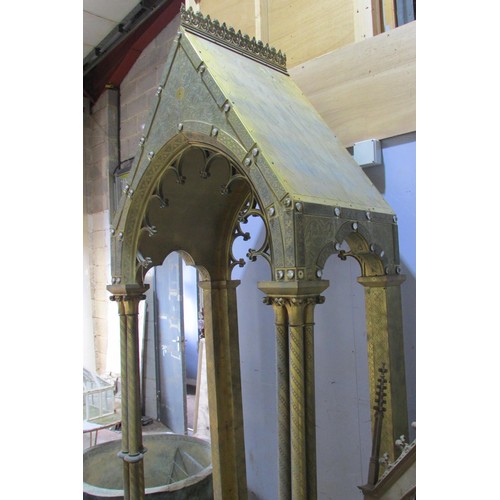 559 - A monumental and impressive 19th century continental gothic brass ecclesiastical tabernacle type scu... 