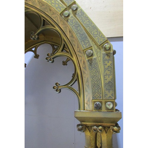 559 - A monumental and impressive 19th century continental gothic brass ecclesiastical tabernacle type scu... 