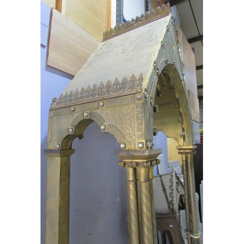 559 - A monumental and impressive 19th century continental gothic brass ecclesiastical tabernacle type scu... 