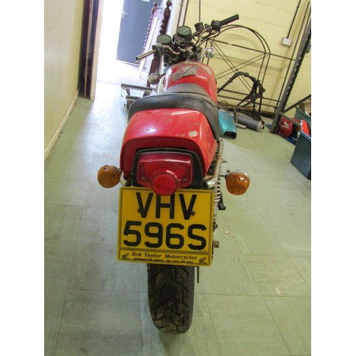 568 - A Honda CB 750cc motorcycle (lacking engine) registration number VHV 596S, sold with V5C logbook, da... 