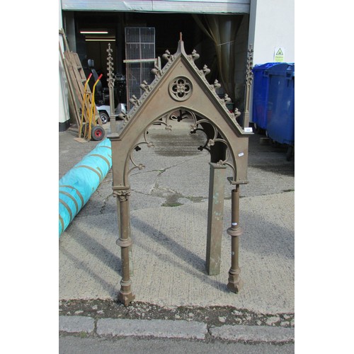 558 - A large 19th century ecclesiastical brass tabernacle canopy, with gothic spire finials and pierced a... 