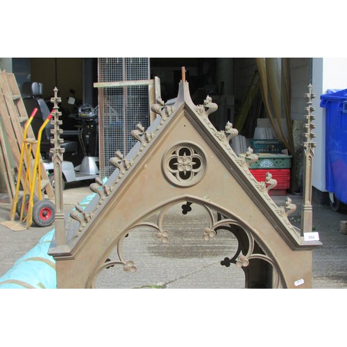 558 - A large 19th century ecclesiastical brass tabernacle canopy, with gothic spire finials and pierced a... 