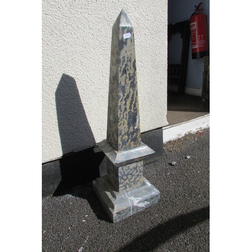 559A - An antique Grand Tour type cut and polished marble obelisk on plinth base, 70cm high, the base measu... 