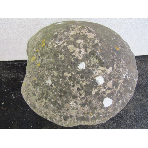 546 - A weathered natural limestone staddle stone and cap, 95cm high, 58cm diameter apprrox